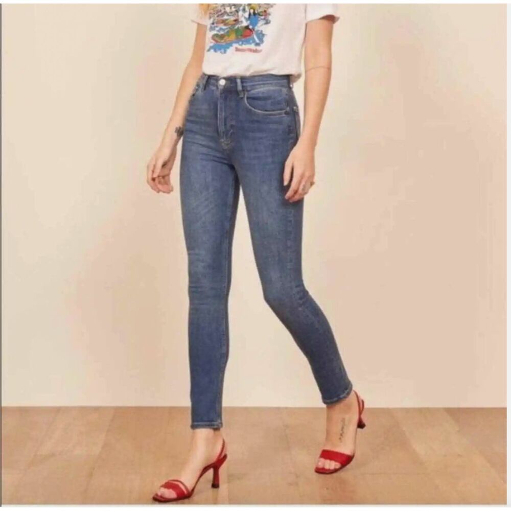 Womens Reformation Harper High Rise Skinny Jeans Destin Wash Size 26